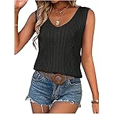 SOLY HUX Women's V Neck Sweater Vest Sleeveless Summer Casual Shirts Knit Tank Top