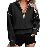 Hilinker Womens Half Zip Pullover Hoodies Cute Cropped Sweatshirts Long Sleeve Crop Tops
