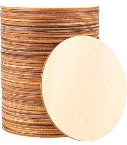 GNIEMCKIN 40 PCS 7.9 Inch Wood Circles, Thickness 2.5 Mm Unfinished - View #4