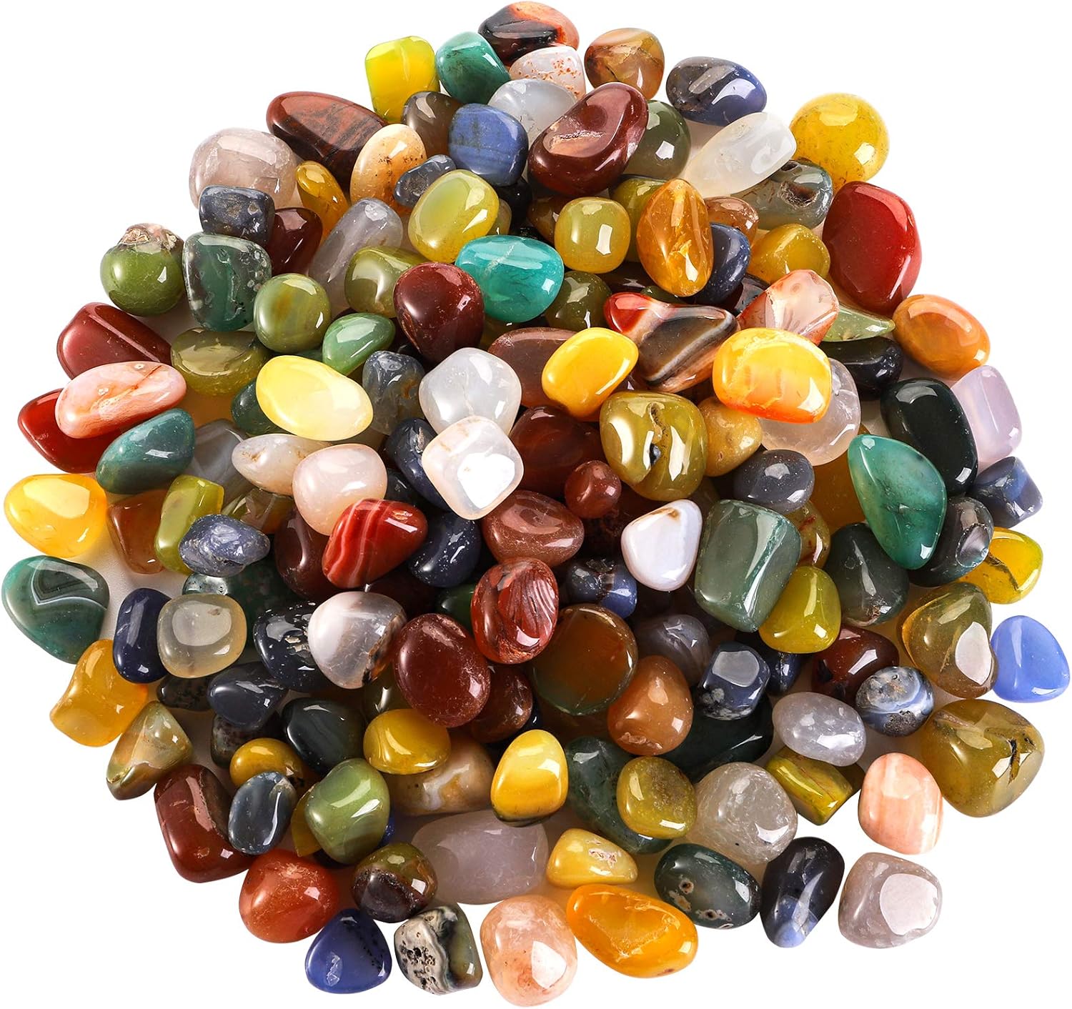 Indoor Fountains & Accessories - Hedume 2 Pounds Decorative Gravel Stones, 7/10 to 9/10 Inch Colorful Mixed Agate Stone, Natural Polished Stones, Tumbled Stones for Vase Filler, Landscape Bottom Decoration, DIY Handmade