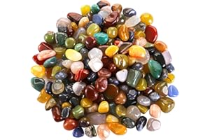 Hedume 2 Pounds Decorative Gravel Stones, 7/10 to 9/10 Inch Colorful Mixed Agate Stone, Natural Polished Stones, Tumbled Ston
