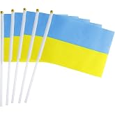 5 Pack Ukraine Ukrainians Mini HandHeld Stick Flag,Suitable For Various Holiday Parties,And National Flag Day.