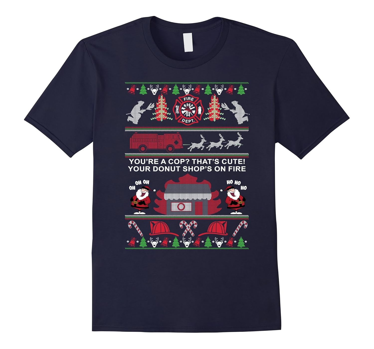 Mens Funny Firefighter Ugly Christmas Sweater Shirt-ANZ