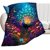 Fantasy Peacock Blanket Animal Throw Blankets Gifts for Girls Boys Kids Peacock Lover Soft Cozy Fleece Plush for Couch Sofa Bed 50"x40"