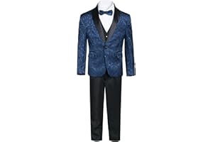 KING FORMAL WEAR Boys Premium Paisley Patterned and Solid Shawl Lapel Tuxedos - Many Colors