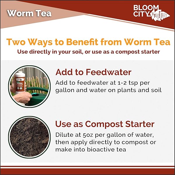 ORGANIC EARTHWORM TEA CONCENTRATE AND COMPOST AND BOKASHI BOOSTER BY BLOOM CITY, QUART (32 OZ)