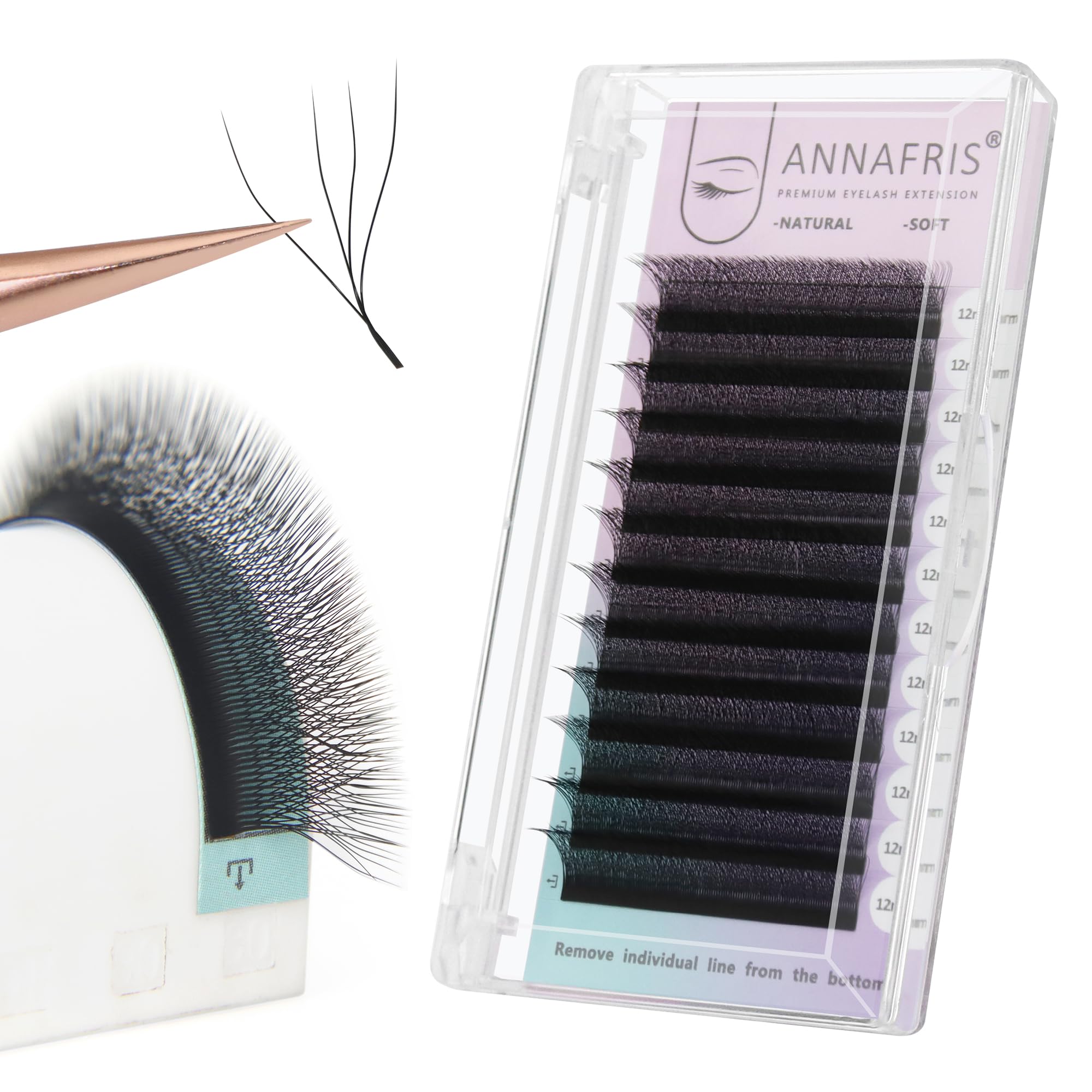 ANNAFRIS 4D W Premade Fan Lash Extension 0.07 LU Curl 8-15mm Pre Made Russian Volume Eyelash Hand Woven Lash Soft Faux Mink False Lashes(4D W 0.07 LU 8-15mm)