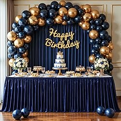 17ft Length Glitter Navy Blue Table Skirt for 8ft