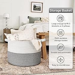 Goodpick Extra Large Rope Basket, 83L Blanket