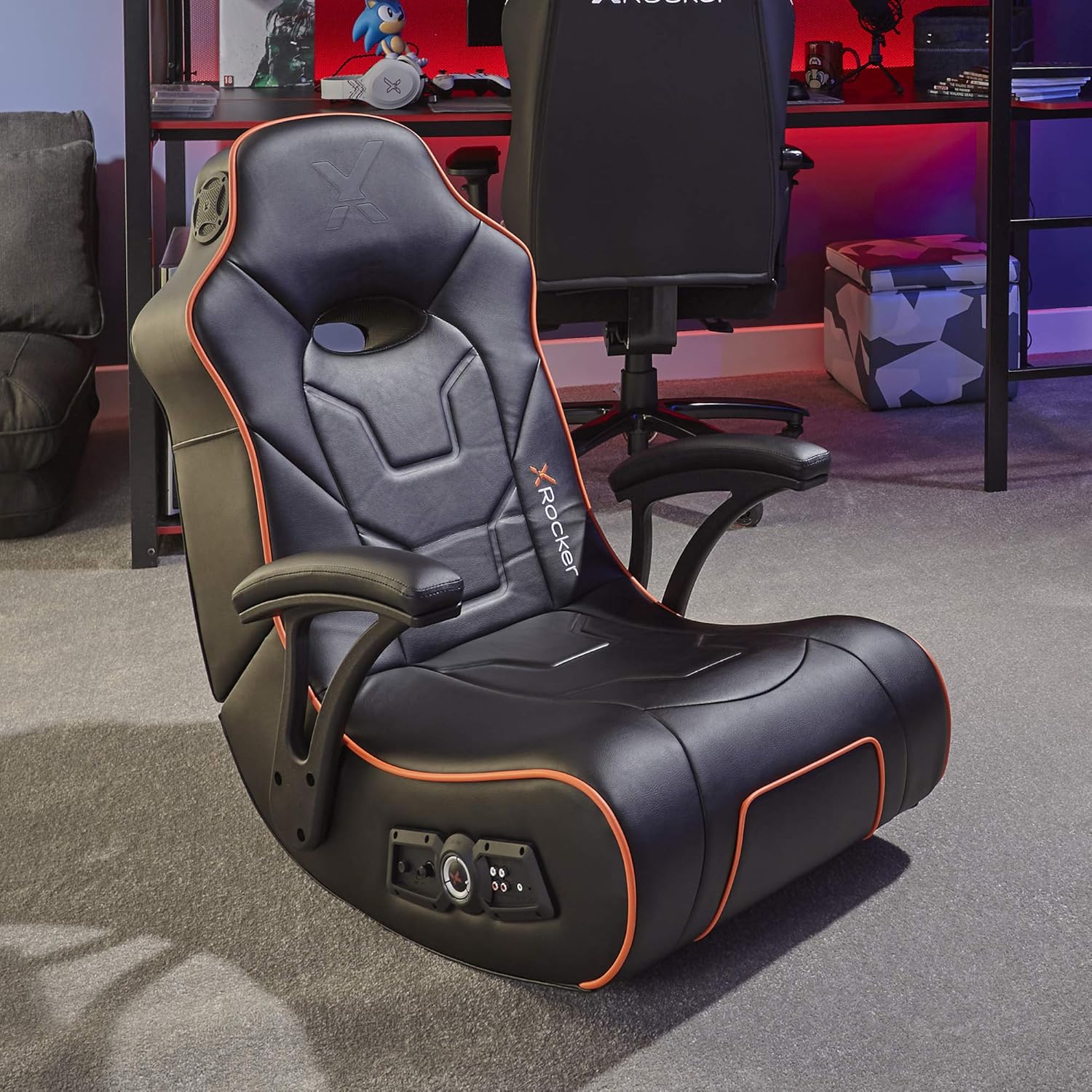 XRocker GForce Sport Rocker Gaming Chair, 2.1 Audio with Subwoofer, Foldable Floor Seat