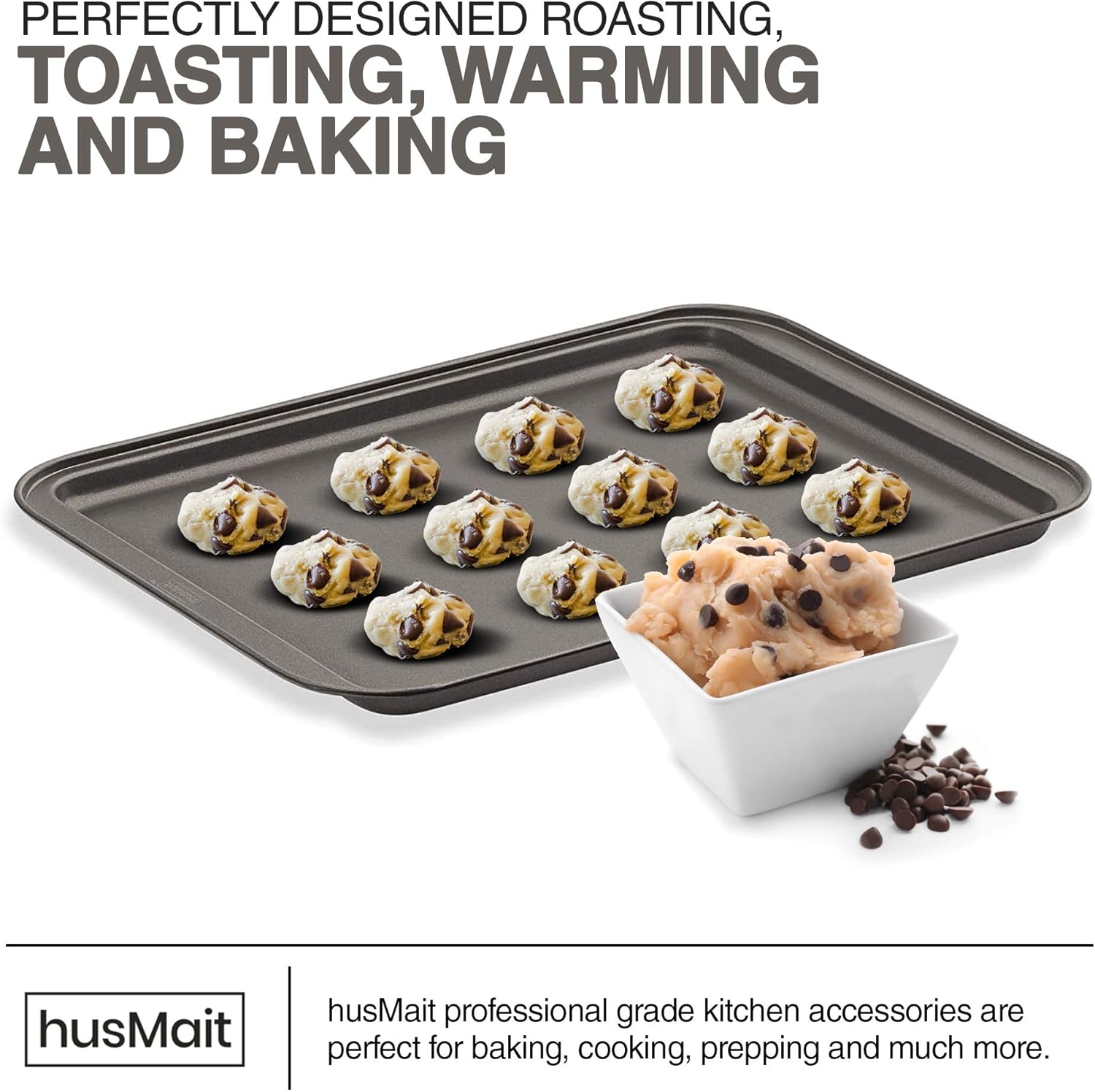 husMait 10x14 inch Non-Stick Baking Sheet - Superior Long-Lasting Cookie Pan: Kitchen & Dining