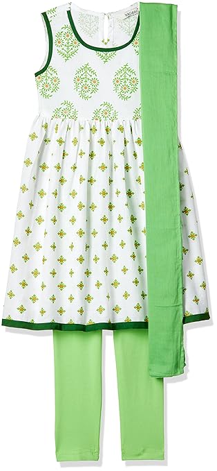 Girls' A-Line Regular Fit Cotton Salwar Suit Set