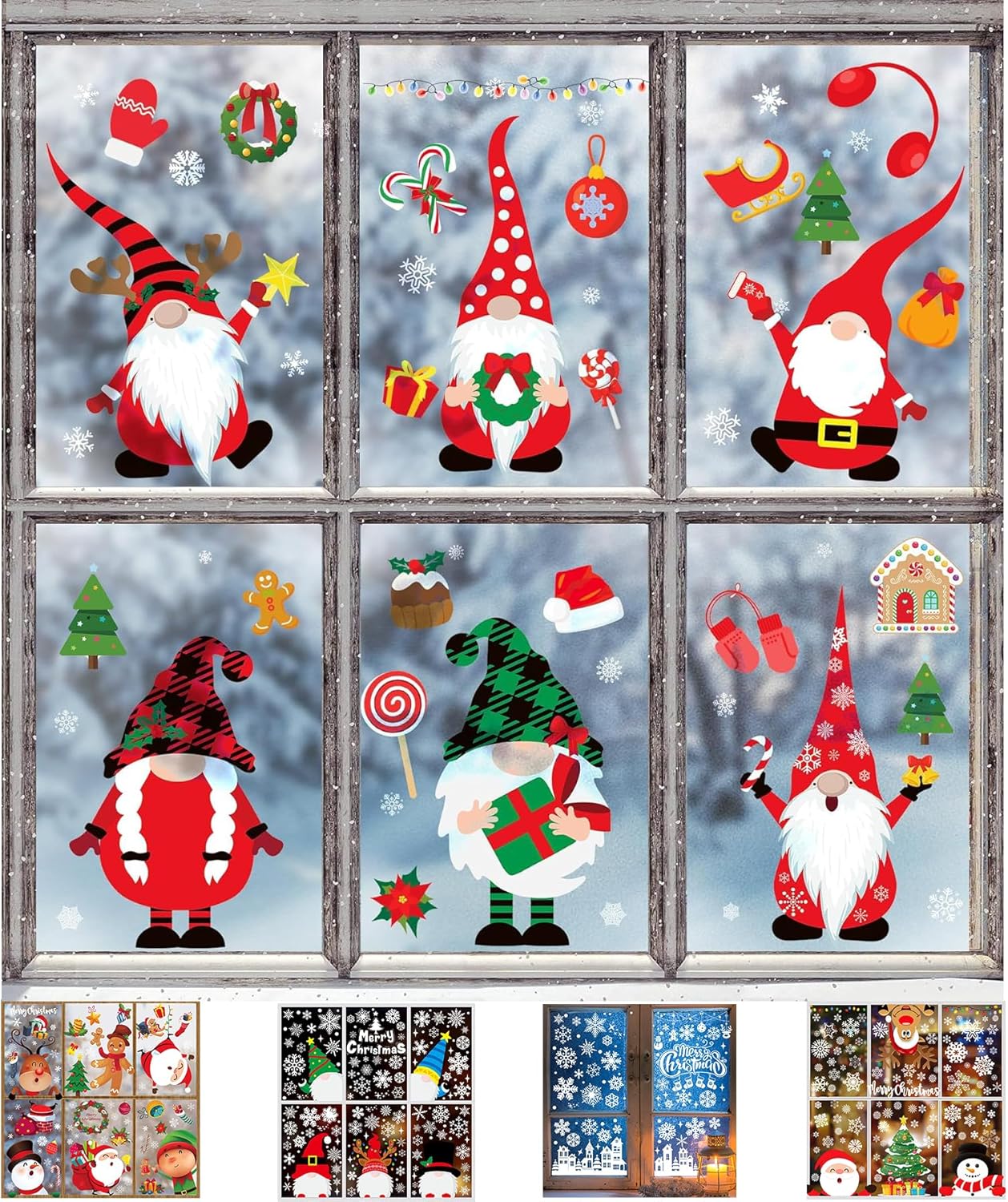 Window Treatments - Joy Bang Christmas Window Clings Christmas Gnome Window Decorations Christmas Window Stickers Christmas Window Decals for Glass Windows Xmas Holiday Window Decorations