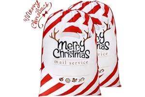 BeeGreen 2 Pieces Santa Sack Extra Large 27.6 x 42 Inch Santa Bags Reusable Christmas Bags Drawstring For Gifts Wrapping Giant Xmas Bag For Presents