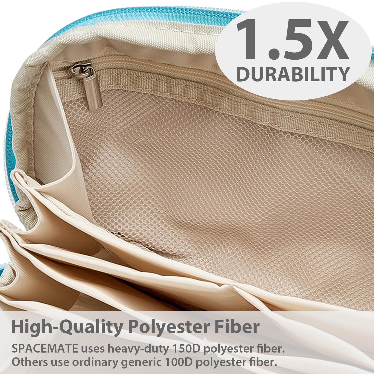 SPACEMATE Pencil Case Pouch Bag School Supplies for Girls and Boys, Large Big Capacity Aesthetic Pen Case, Multi Compartment Zipper Stationery Bag for Women Men Adults, Light Blue, 1800ml