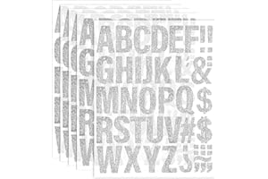 Iron on Letters for Clothing 2 Inch Glitter Silver Iron-on Vinyl Heat Transfer Letters Patches for Shirts Chemise Format Lett