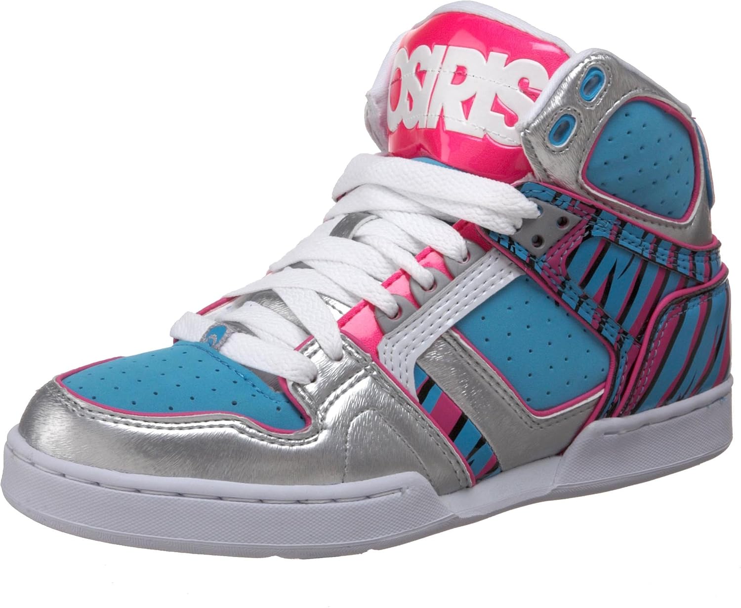 Osiris NYC 83 Girls Skate Shoes White/Cyan/Silver Size