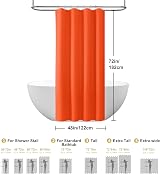 Shower Curtain 122x182cm Waffle Orange with Metal Hooks view 5