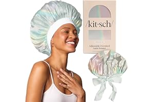 Kitsch XL Satin Bonnet for Sleeping - Softer Than Silk Hair Bonnet for Women - Secure Fit, Adjustable Night Cap for Curly & T