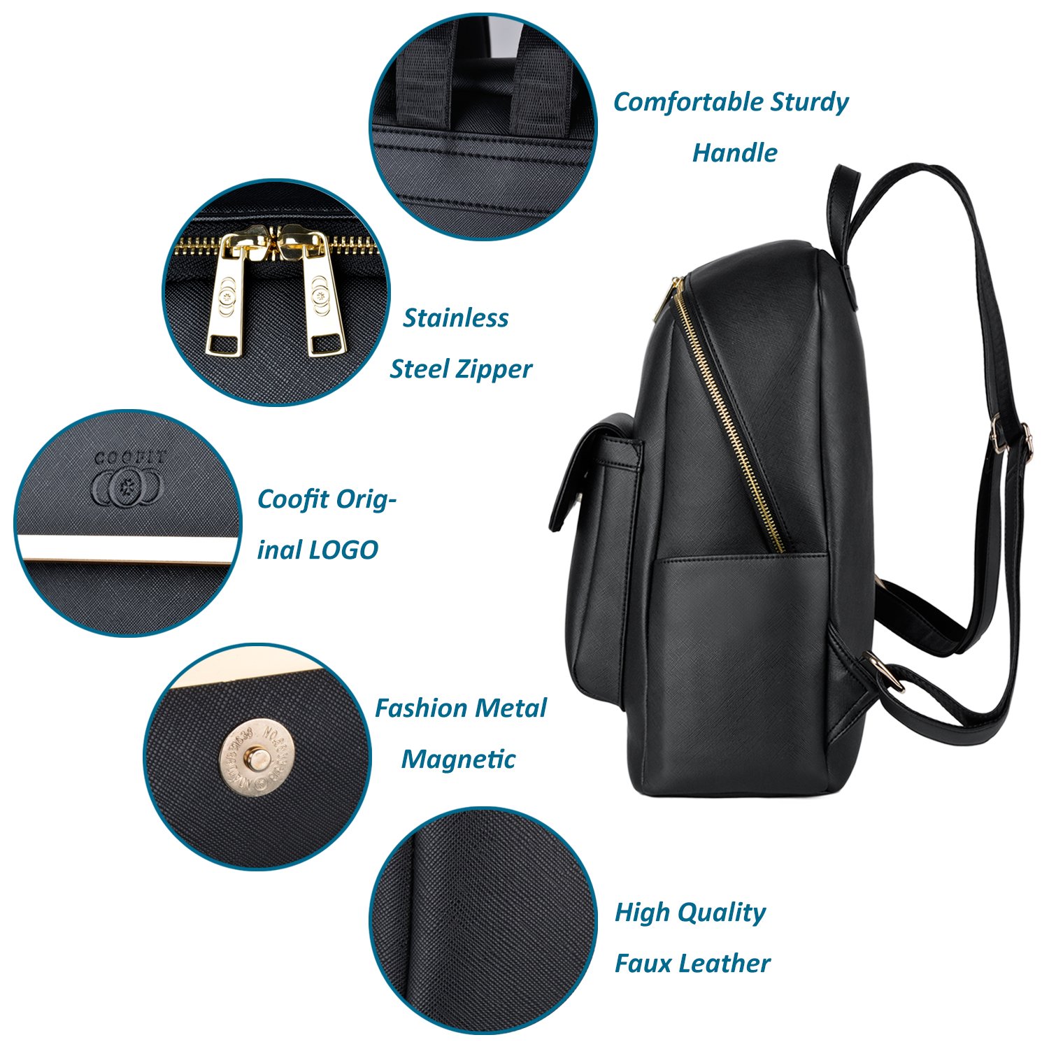 coofit black leather backpack Watch Schoolbag Casual Daypack Backpack for Women on Amazon Live Make it easy to match the outfits Womens Backpacks Casual Black Backpack