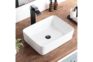 Bathroom Vessel Sink Rectangle-KARAMAG 19x15 Inch Bathroom Sink Countertop Rectangular 19 Inch Modern Above Counter White Porcelain Ceramic Vessel Vanity Sink Art Basin