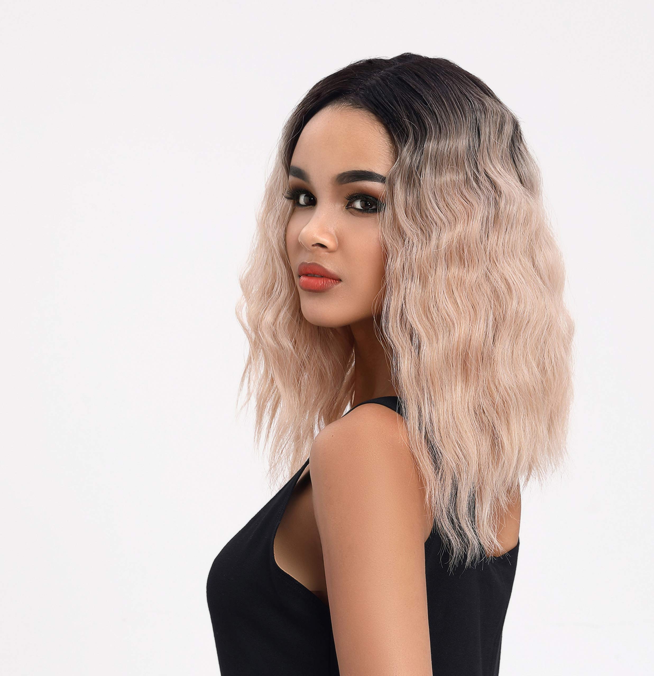 SLEEK Lace Front Wigs With Baby Hair 15'' Shoulder Length Nature Loose Synthetic SPOTLIGHT 101 ABBIE lace wig Centre Part 4'' Deep Lace Heat Resistant Fiber 150g-TT6/BLUSH