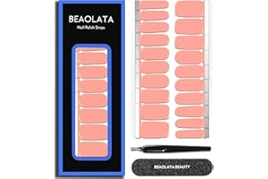 Beaolata Nail Polish Strips Long Lasting, 20Pcs Wraps, Easy Apply& Remove Salon Quality Gel Nail Stickers (Passed Rose Pink)