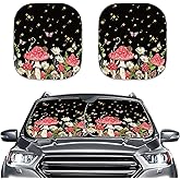 Renewold Mushroom Daisy Butterfly Print Sunshade for Car Windshield Reflective Blocks Heat and Sun Foldable Sun Shade Shield Car Accessories Keeps Your Vehicle Cool Sun Visor Universal Fit Most Cars