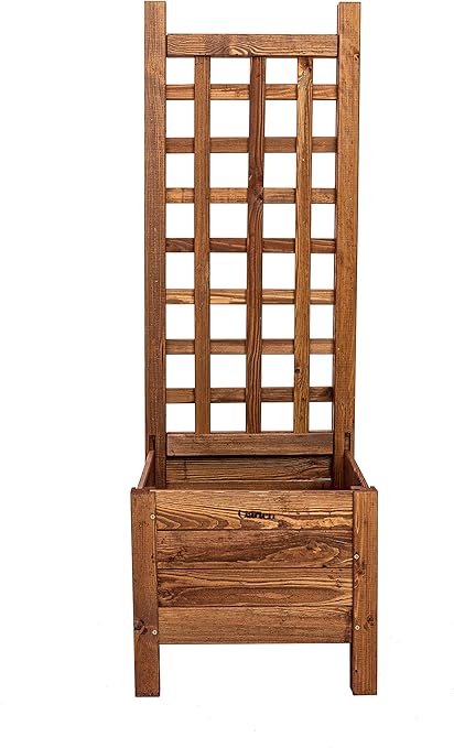 Mein Schoner Garten Blumenkasten Rankgitter Holz Pflanzkasten Sichtschutz Spalier Aus Kiefernholz Fur Garten Und Balkon Hochbeet Mit Rankhilfe Fur Kletterpflanzen Dunkelbraun 40x40x120cm Amazon De Garten