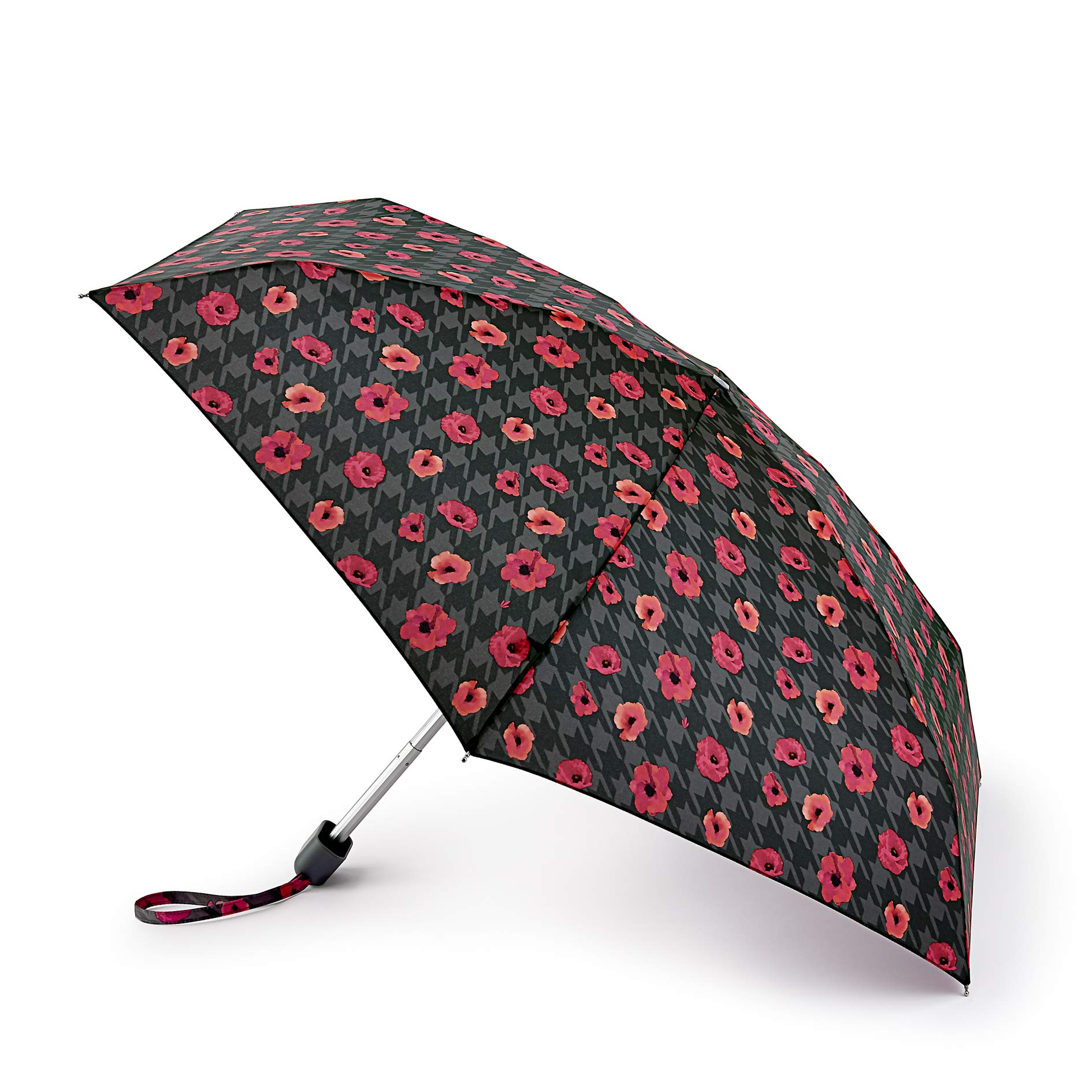 Fulton Tiny Houndstooth Poppy Print Umbrella