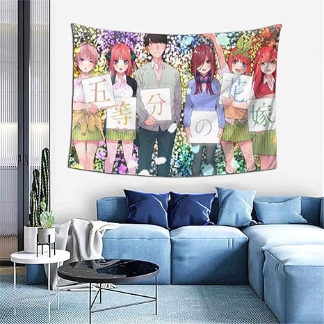 Amazon Co Jp 五等分の花嫁 タペストリー 壁掛け 毛布 アニメ ウォールアート リビングルーム 部屋 ベッドルーム 新居祝い ホビー