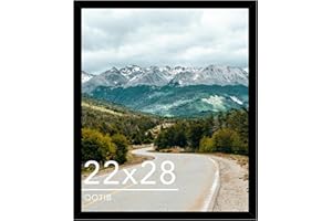 QOTIB Wood 22x28 Picture Frame Black for Wall Hanging, 22 x 28 Poster Photo Frame for Wall Horizontally or Vertically, Black,1 Pack