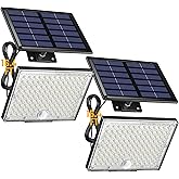 SUPERDANNY Solar Outside Lights with Motion Sensor, 113 Bright LEDs 7000K, Outdoor Flood Lights Dusk to Dawn with 16ft Cable 