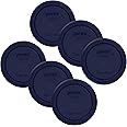 Pyrex 1 Cup Round Plastic Cover Lids, 6-Pack, Dark Blue - Original Genuine Pyrex - Made in the USA