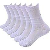 Vanturex Mid-Crew Basketball Socks 6 Pairs - Arch Support Non-Slip Socks with Cushioned Sole & Mesh Ventilation for Men/Women