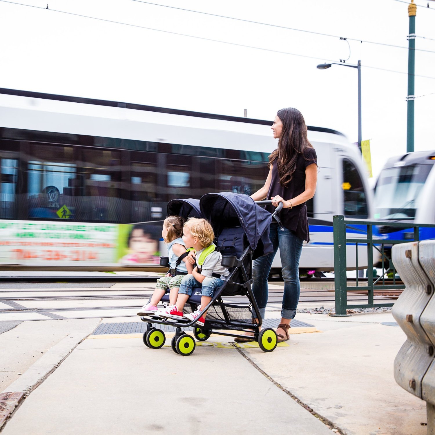 Zoe Xl2 Best Xtra Lightweight Double Stroller Black Wheels London Navy