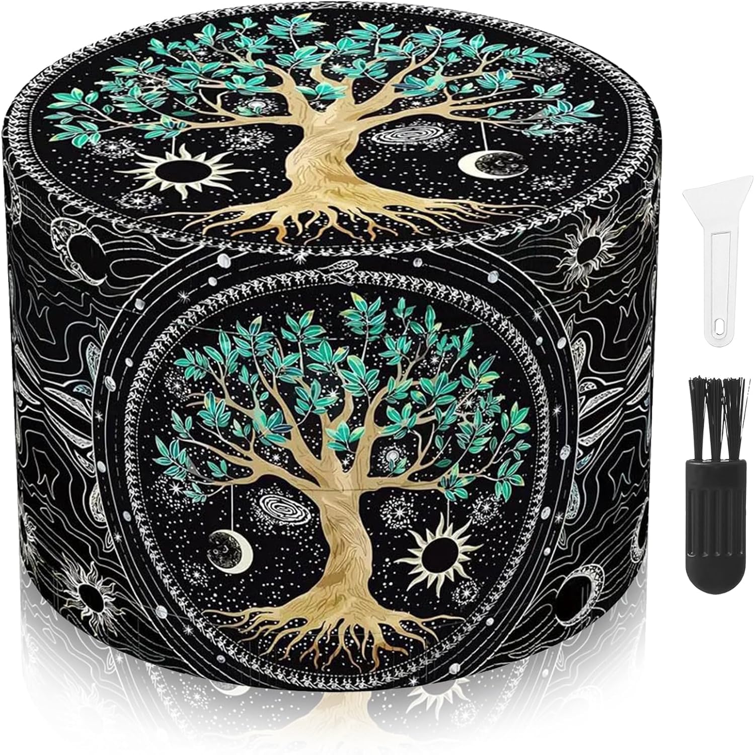 Large Grinder 63MM Crusher 40 Grinding Teeth Metal Grinder Tree Design Cool 4 Layers Grinders Metal Crusher for Spice Mill with Scraper and Plastic Brush