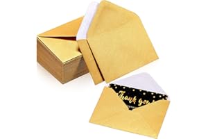 Yahenda 200 Count Gold Mini Gift Card Envelopes Bulk Wedding Pocket Small Paper Envelopes Gift Card Sleeves Greeting Business Tiny Pocket 4 x 2.7 Inch for Holidays Wedding Baby Shower Birthday