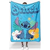 Jay Franco Kids Plush Throw Blanket – Soft & Cozy Fleece Throw for Bedroom & Couch Décor, Official Licensed Product, Blue - Stitch, 40x50 - Travel Blanket