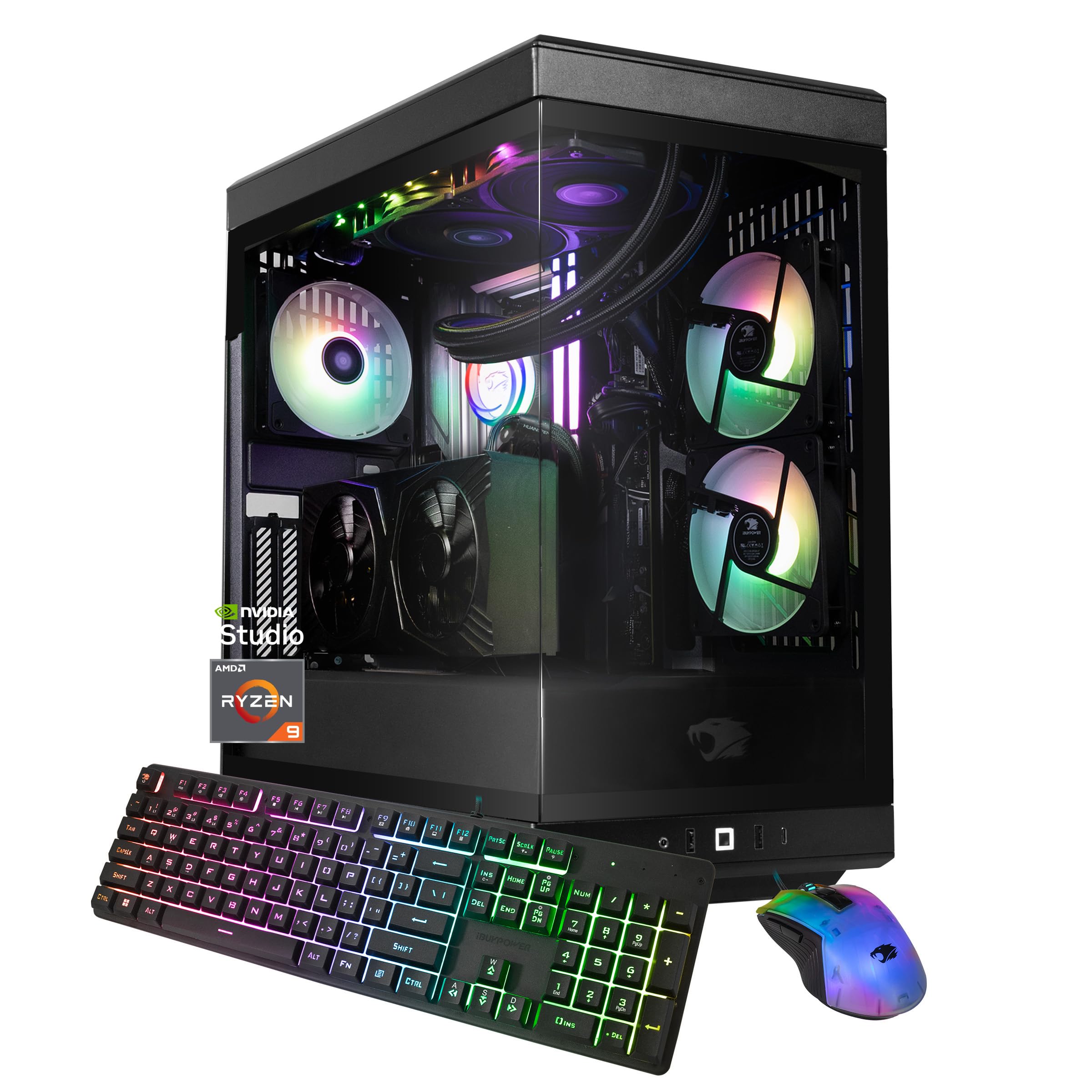 iBUYPOWER Y40 PRO Black Gaming PC Desktop Computer AMD Ryzen 9 7900X CPU, NVIDIA GeForce RTX 5070Ti 16GB GPU, 32GB DDR5 RGB 5200MHz RAM, 2TB NVMe SSD, Windows 11 Home, Keyboard, Mouse - Y40BA9N57T01