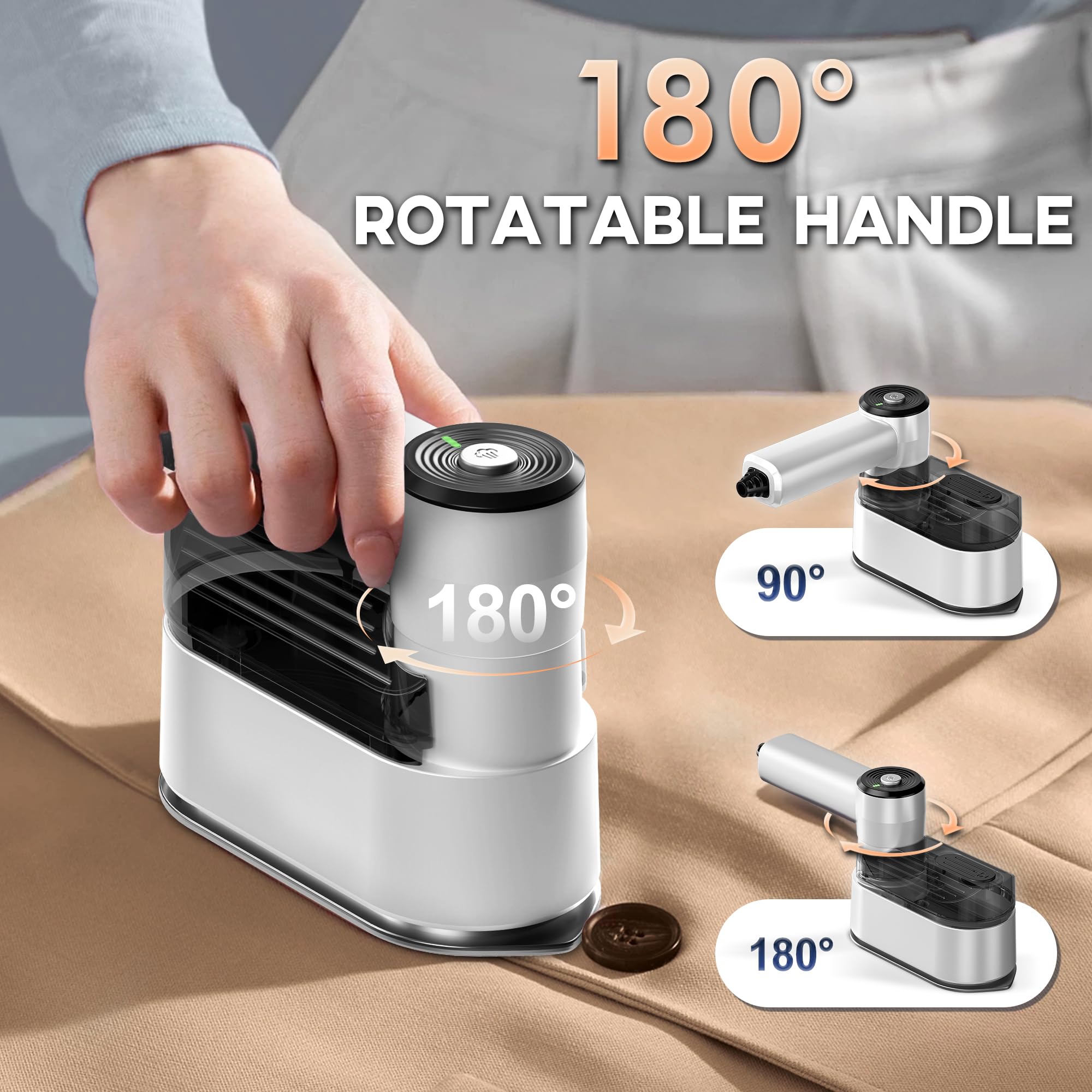 Travel Steamer - Portable Steamer for Clothes, 8FT Power Cord, Handheld Small Size Steam Iron Collapsible Design, Travel College Dorm Home Essentials (White)