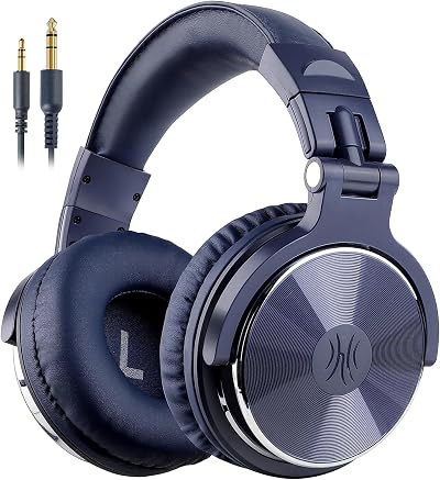 OneOdio Over Ear Studio Headphones 50mm Driver Foldable Bass with Mic Night Blue