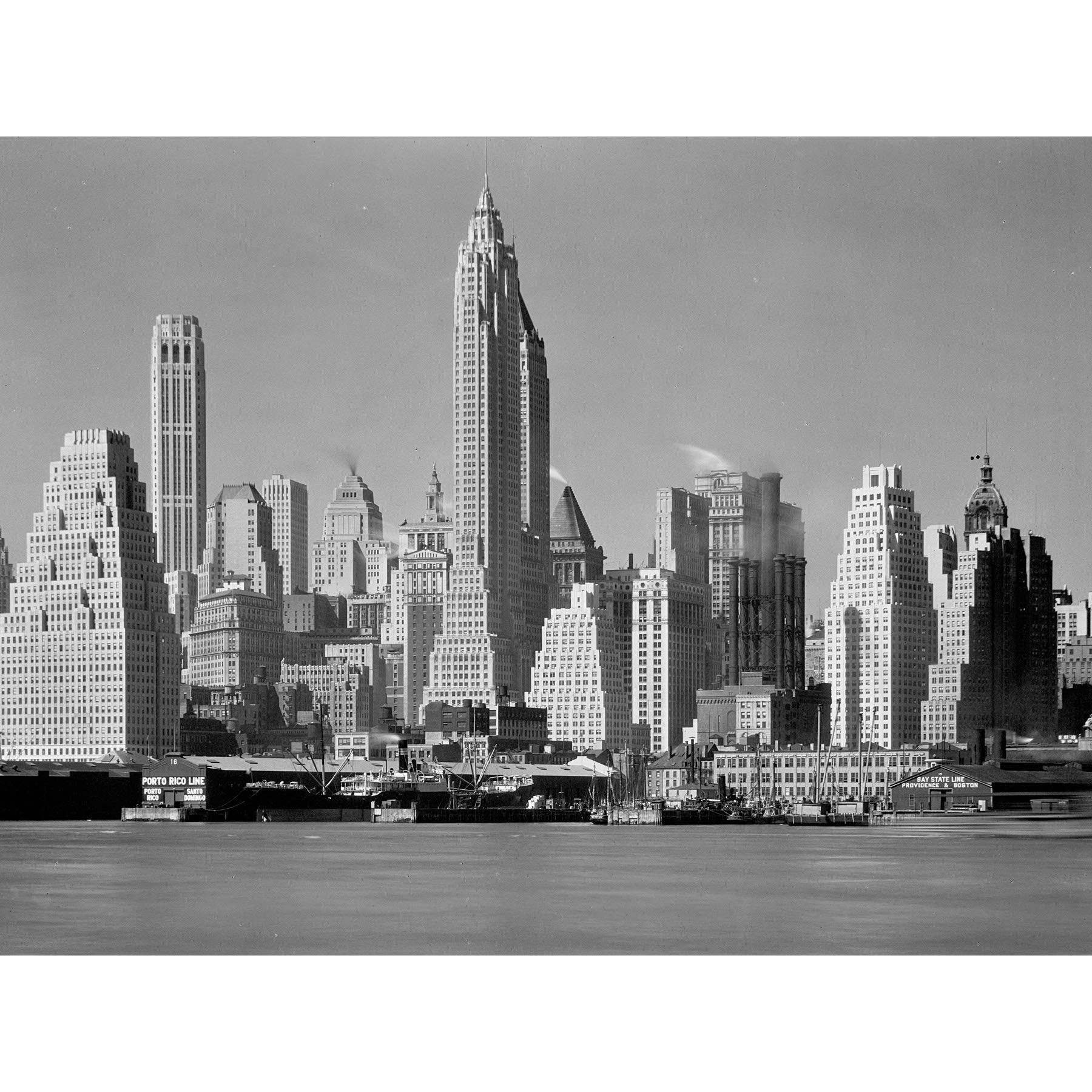 Artery8 New York From River Skyscrapers Vintage Photo Premium Wall Art Canvas Print 18X24 Inch