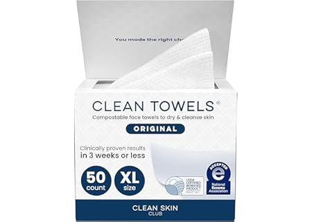 Clean Skin Club Clean Towels XL®, 100% USDA Biobased Face Towel, Disposable...