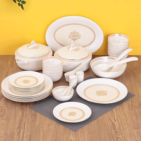 Buy Clay Craft Fine Ceramic Premium Ripple Dinner Set of 40 pieces, 22k