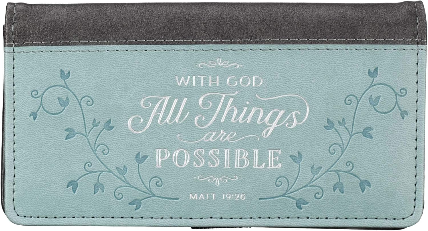 All Things Teal LuxLeather Checkbook Cover - Matthew 19:26 at  Women’s Clothing store