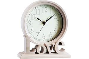 AYRELY® 6.5-Inches Table Clock, Vintage Family Non-Ticking Desk Clock, Retro Mantel Clocks for Living Room, Bedroom, Shelf, F