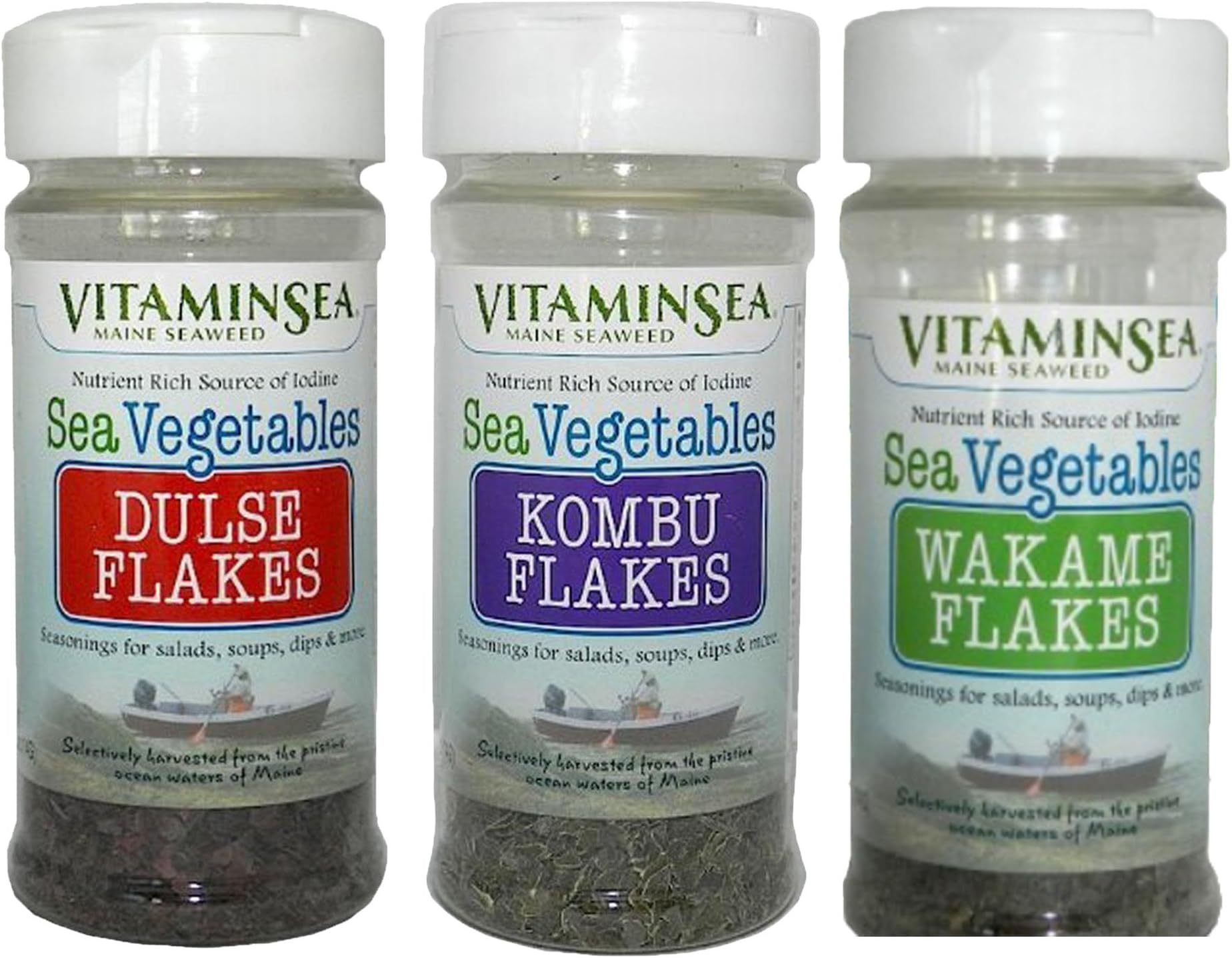 VITAMINSEA Organic Maine Seaweed Dulse - Kombu - Wakame - 3 / 1 oz Vegan Certified - DIY Furikake For Keto - Paleo Diets - Maine Coast Atlantic Hand Harvested Raw Wild Sea Vegetables (3SKRS)