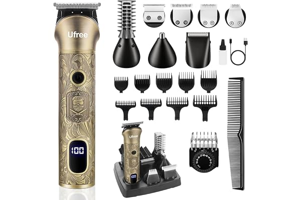 Ufree Beard Trimmer for Men, Electric Razor Shaver, Cordless Hair Clipper Shaving Kit for Mustache Body Nose Ear Hair Facial,