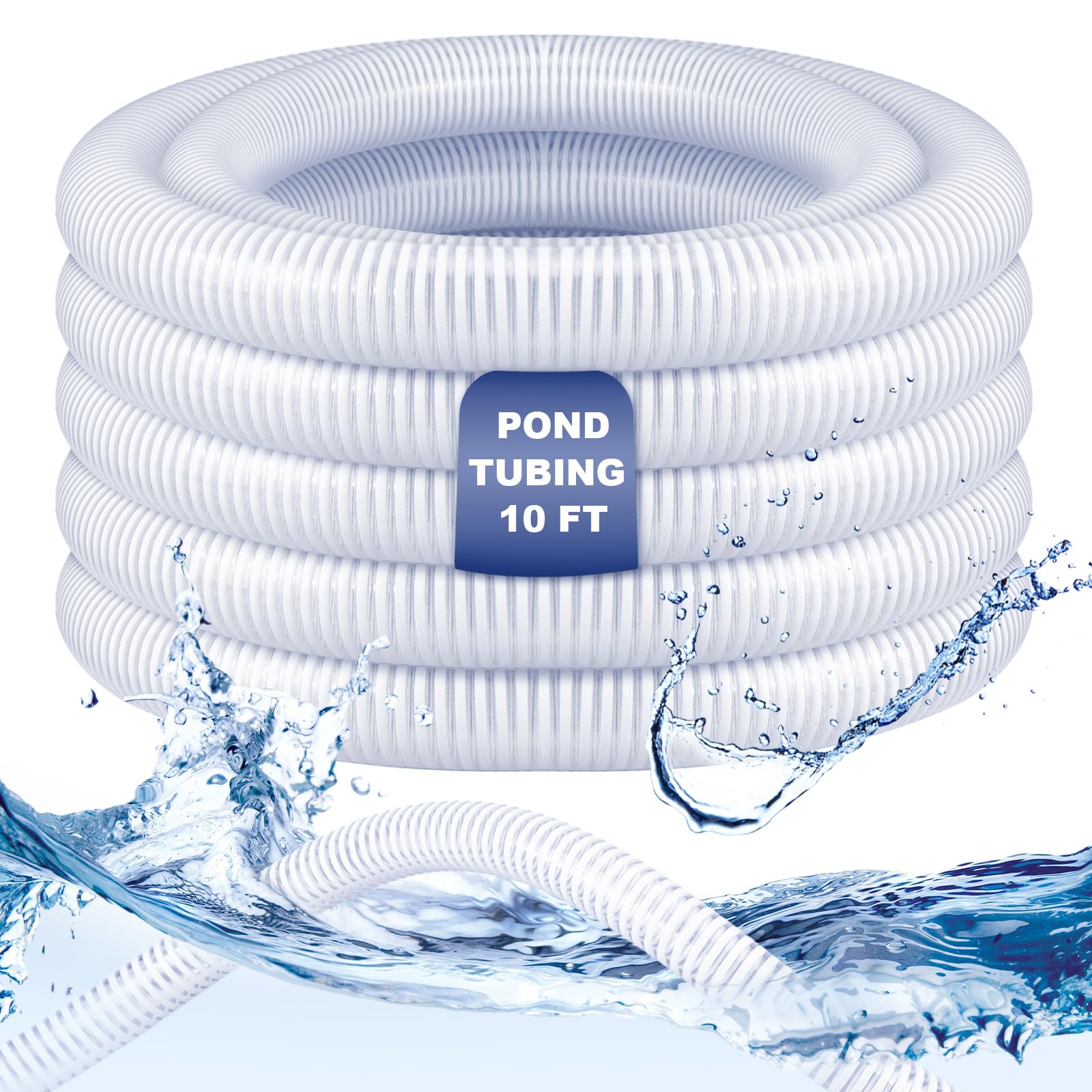 Photo 1 of Frienda 1 Dia x 10 Ft Long Pond Tubing Clear PVC Flexible Pipe Long Corrugated Hose Non Kink Drainage Hose with White Helix Reinforced Tube for Garden Ponds Waterfalls Camping Aquariums Supplies